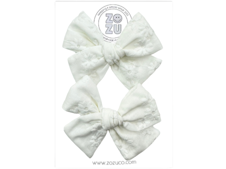 White Embroidered Daisy :: Mini Voyager Pigtail Set Online now