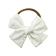 White Embroidered Daisy :: Mini Voyager Bow For Cheap